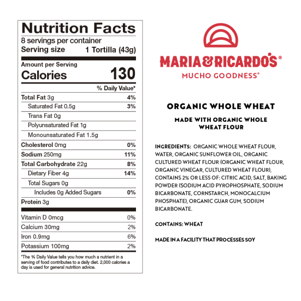 TORTILLA 344G WHOLE WHEAT MARIAS on Sale