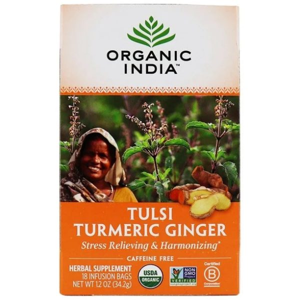 TISANE 18 BAGS TULSI TURMERIC GINGER ORGANIC INDIA Online Sale