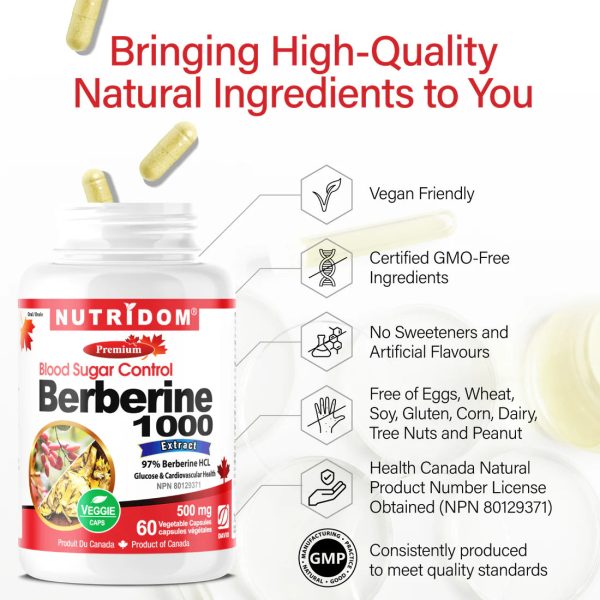 BERBERINE 1000 60VC 500MG NUTRIDOM Online now