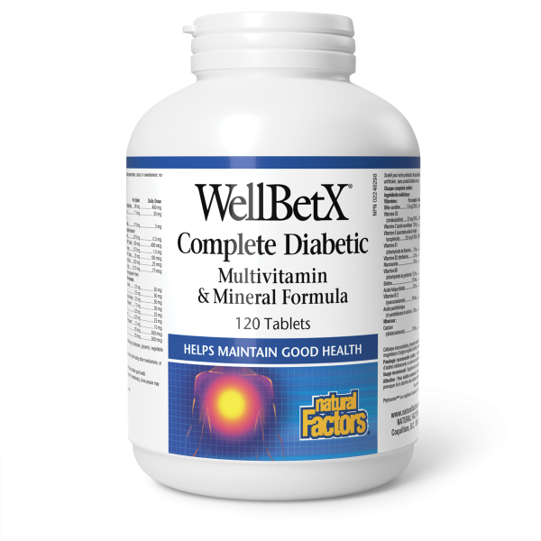 Natural Factors WellBetX® Complete Diabetic  Multivitamin & Mineral Formula   120 Tablets For Sale