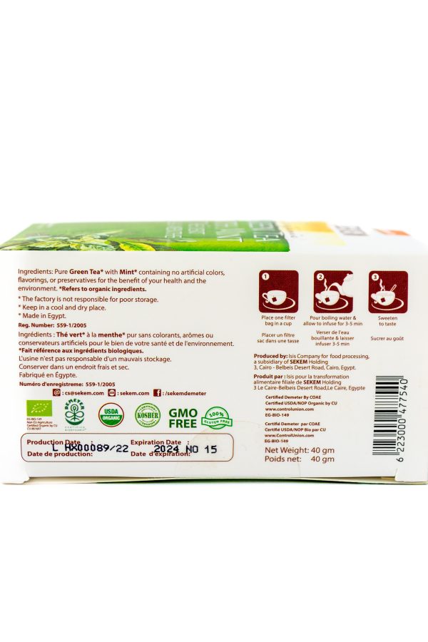 TE VERTE MINT 20 SACHETS SEKEM Supply