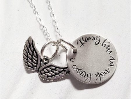 I Carry You In My Heart | Angel Wings Necklace | Memorial Necklace on Sale