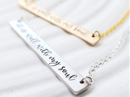 It Is Well With My Soul Necklace | Personalized Bar Necklace Sale