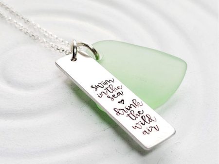 Swim in the Sea | Drink the Wild Air | Oscar Wilde Quote | Sea Glass Necklace on Sale