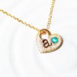 Textured Heart Initial Necklace | Birthstone Mother s Necklace For Cheap