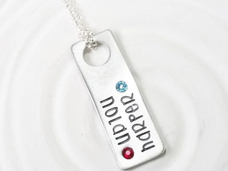 Floating Hole Tag Necklace | Two Name Birthstone Rectangle Supply