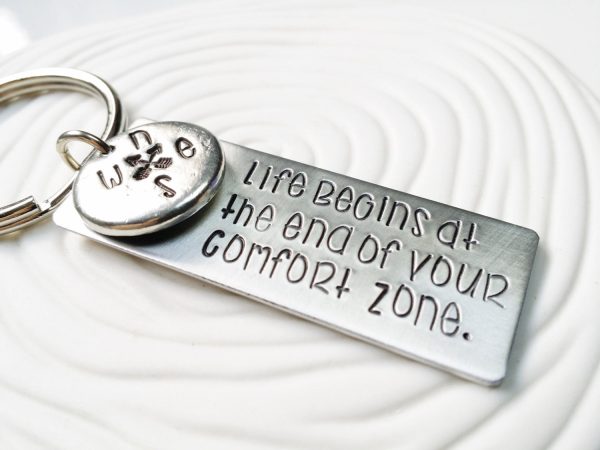 Life Begins at the End of Your Comfort Zone Keychain | Motivational Gift Sale