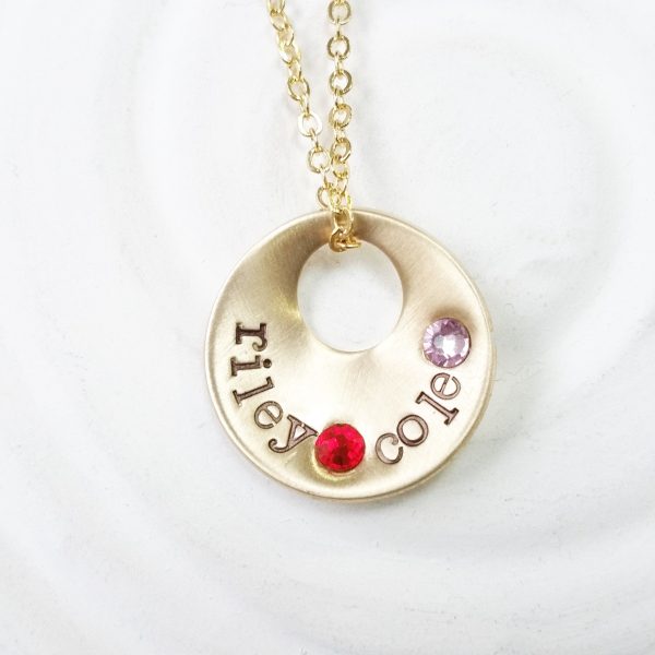 Gold Floating Hole Necklace | Birthstone Name Necklace Fashion