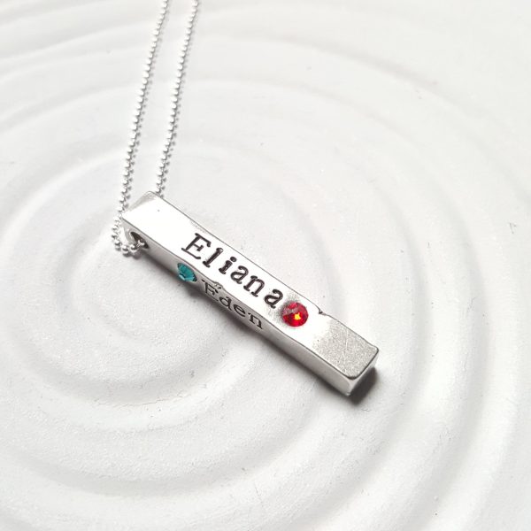 4 Sided Birthstone Bar Necklace | Mother s Necklace on Sale