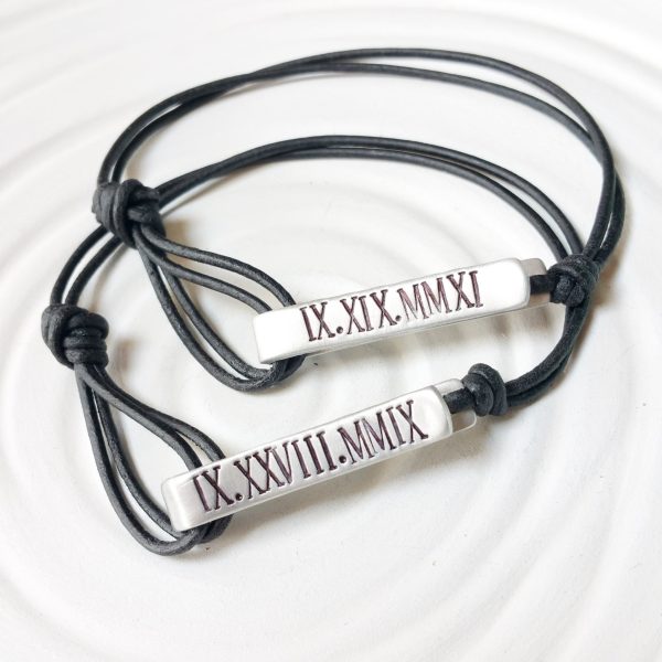 Personalized Fold Over Clasp | Leather Bracelet | Men s or Women s Sizes For Sale