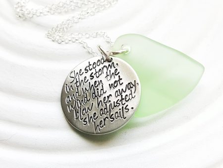 She Stood In the Storm | Motivational Quote Necklace For Discount