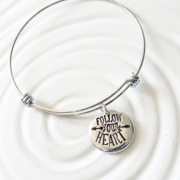 Follow Your Heart | Adjustable Bangle Bracelet | Graduation Gift Supply