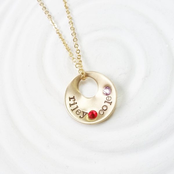 Gold Floating Hole Necklace | Birthstone Name Necklace Fashion