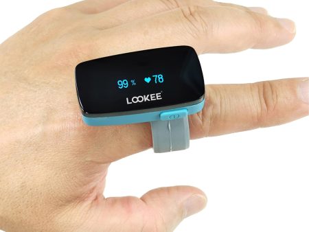 Used, LOOKEE® Ring Oxygen Monitor with Vibration Reminder for Low O2 | Continuous Ring Pulse Oximeter Tracks Blood Oxygen Level and Heart Rate Fashion