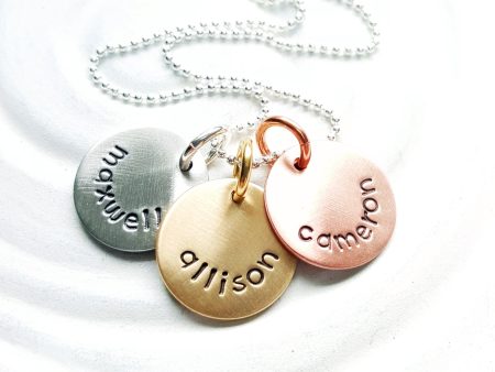 Mixed Metal Disc Necklace | Mother s Name Necklace Discount