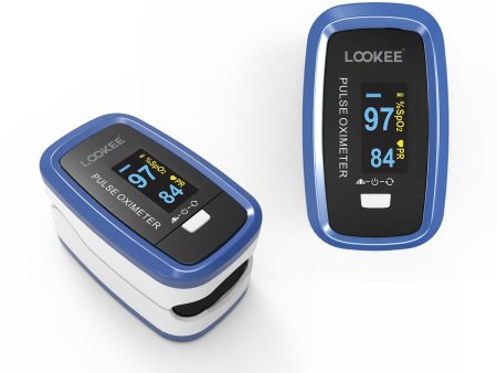 LOOKEE® LK50D1 Deluxe Finger Pulse Oximeter | Blood Oxygen Saturation Monitor with Auto-Rotate Screen | Available in Canada Only Online Hot Sale