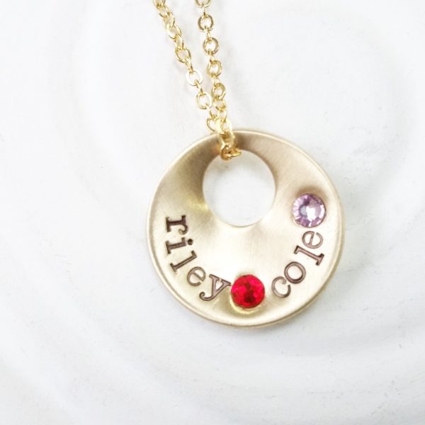 Gold Floating Hole Necklace | Birthstone Name Necklace Fashion