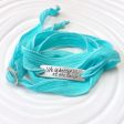 Silk Ribbon Wrap Bracelet | Exclusive Slide Clasp | Beach Saying Online now