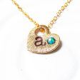 Textured Heart Initial Necklace | Birthstone Mother s Necklace For Cheap