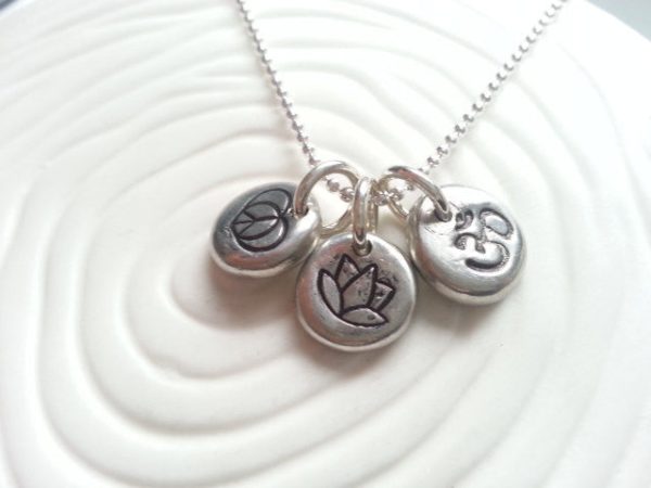 Yoga Trio Necklace | Ohm Peace and Lotus Designs on Sale