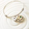 Name and Birthstone Bracelet | Graduation Year | Adjustable Bangle For Cheap