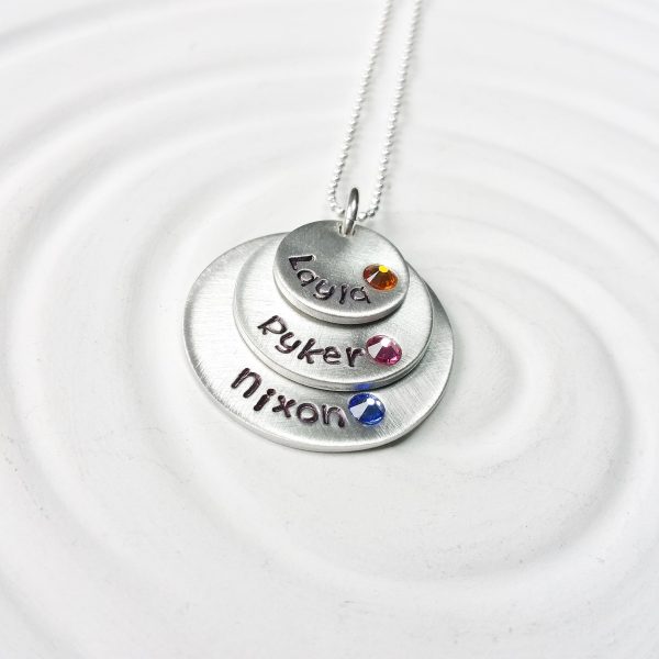 Stacked Disc Necklace | Mother s Birthstone Name Necklace Hot on Sale