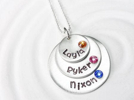 Stacked Disc Necklace | Mother s Birthstone Name Necklace Hot on Sale