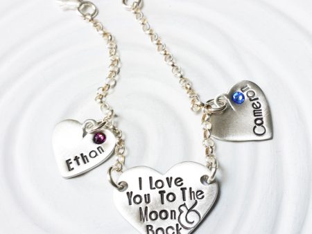 I Love You To The Moon & Back Charm Bracelet | Heart Birthstone Charms Cheap