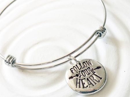 Follow Your Heart | Adjustable Bangle Bracelet | Graduation Gift Supply