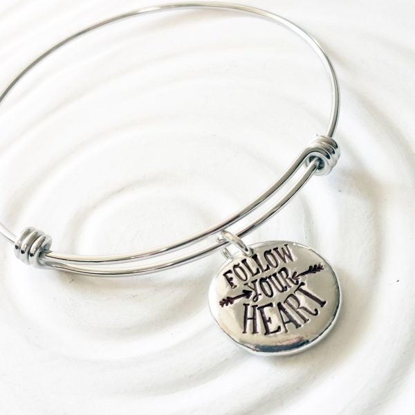 Follow Your Heart | Adjustable Bangle Bracelet | Graduation Gift Supply