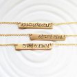 Gold Graffiti Bar Necklace | Custom Text | Golden Glow For Sale