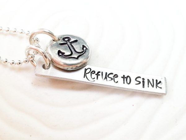 Refuse to Sink | Pebble and Flag Necklace Online now