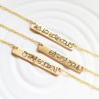 Gold Graffiti Bar Necklace | Custom Text | Golden Glow For Sale