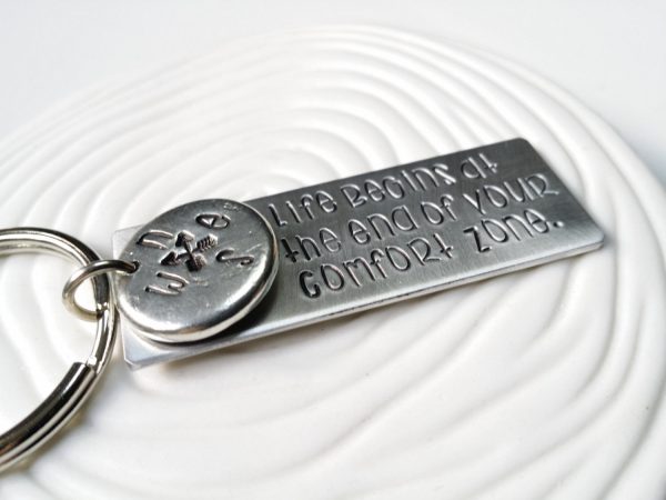 Life Begins at the End of Your Comfort Zone Keychain | Motivational Gift Sale