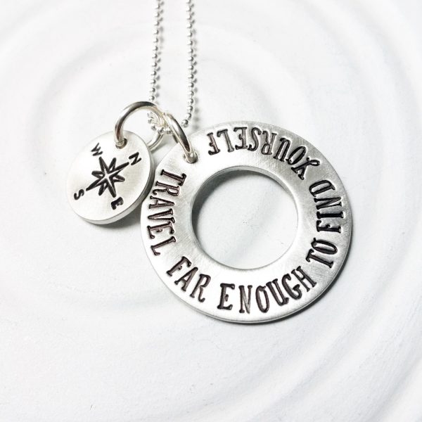 Travel Far Enough To Find Yourself | Compass Necklace Online now