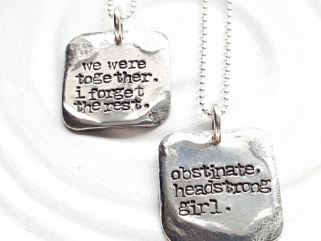 Vintage Page | Small Square Literary Quote Necklace Fashion