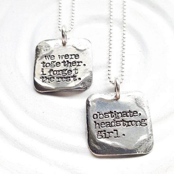 Vintage Page | Small Square Literary Quote Necklace Fashion