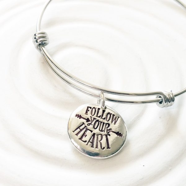 Follow Your Heart | Adjustable Bangle Bracelet | Graduation Gift Supply