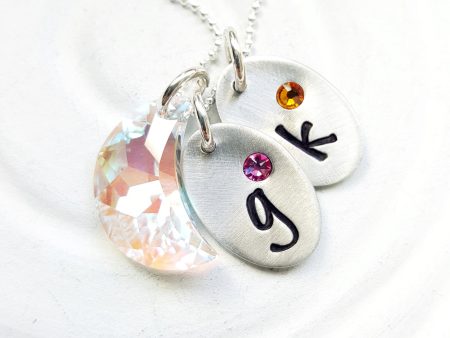 I Love You To The Moon & Back | Crystal Moon Initial Necklace For Cheap