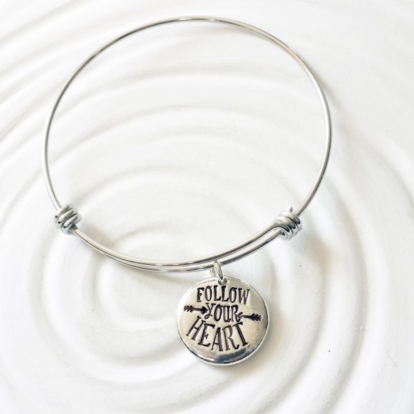 Follow Your Heart | Adjustable Bangle Bracelet | Graduation Gift Supply