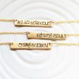 Gold Graffiti Bar Necklace | Custom Text | Golden Glow For Sale