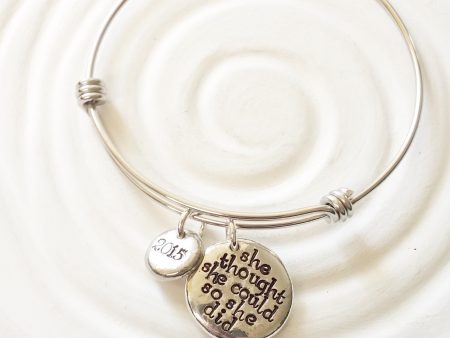 She Thought She Could So She Did | Adjustable Bangle Bracelet | Graduation Gift Supply