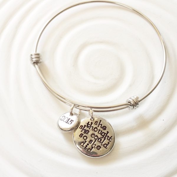 She Thought She Could So She Did | Adjustable Bangle Bracelet | Graduation Gift Supply