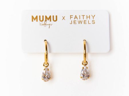 Mumu Weddings x Faithy Jewels Pear Drop Hoop ~ Gold Online Hot Sale