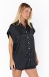 Best Day Button Up ~ Black Luxe Satin Online Sale