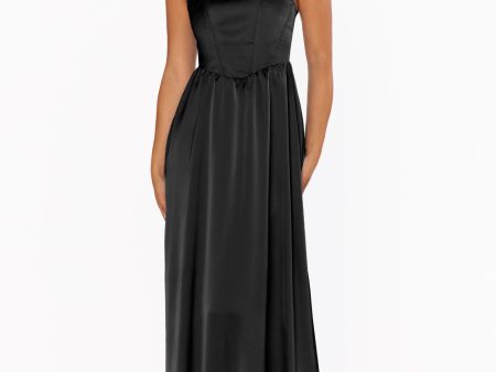 Nina Maxi Dress ~ Black Luxe Satin on Sale