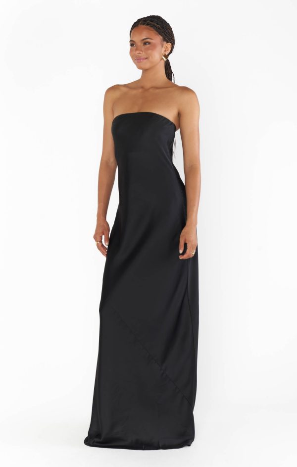 Taylor Tube Maxi Dress ~ Black Luxe Satin Sale