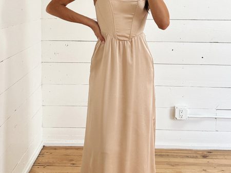 Nina Maxi Dress ~ Champagne Luxe Satin For Discount