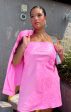 Taylor Tube Mini Dress ~ Bright Pink Rose Satin Fashion