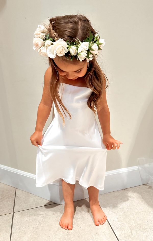 Little Verona Dress ~ Ivory Luxe Satin Fashion